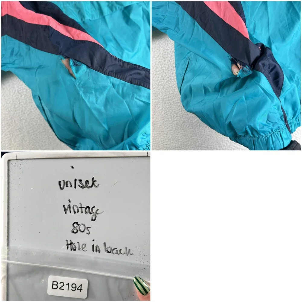 Vintage Adidas Jacket Mens XL Blue Hooded Colorblock Windbreaker Pullover 80s